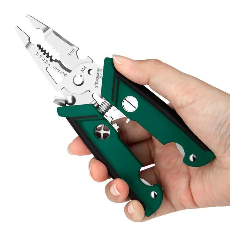 Multifunctional Electrician Wire Stripper Pliers – 3-in-1 Cable Cutter, Crimper & Stripping Tool with Skinning Knife for Electrical Wiring, Professional Wire Stripping Tool